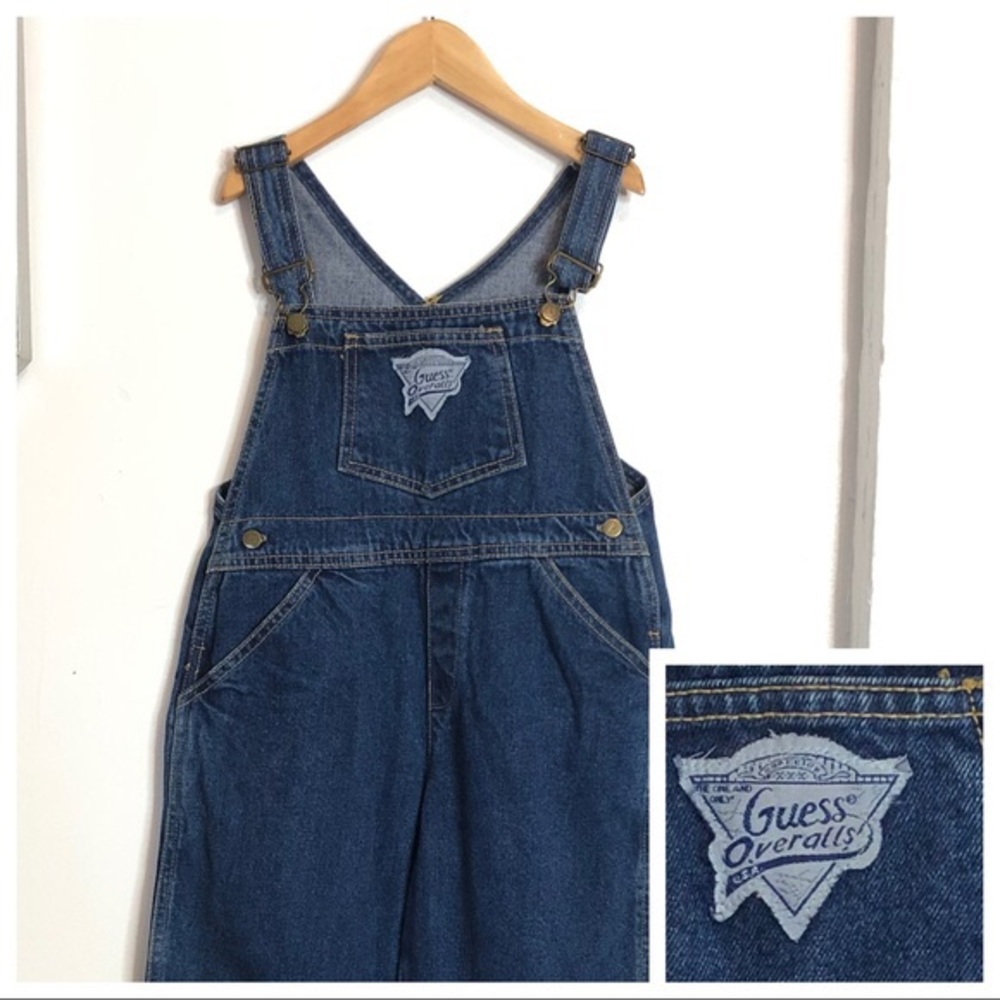 Vntg Guess Denim Overalls Boys Girls 90s Kids Sz 7